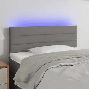 vidaXL Tête de lit à LED Gris foncé 90x5x78/88 cm Tissu pas cher