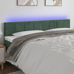 Comparateur de prix : vidaXL Tête de lit à LED Vert foncé 180x5x78/88 cm Velours