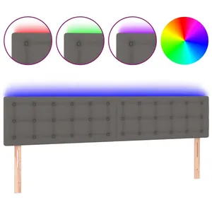 vidaXL Tête de lit à LED Gris 160x5x78/88 cm Similicuir pas cher