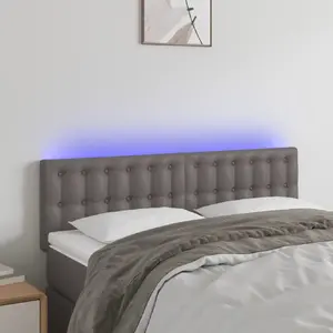 vidaXL Tête de lit à LED Gris 144x5x78/88 cm Similicuir pas cher
