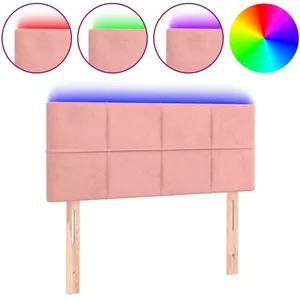vidaXL Tête de lit à LED Rose 100x5x78/88 cm Velours pas cher