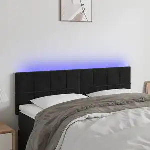 vidaXL Tête de lit à LED Noir 144x5x78/88 cm Velours pas cher
