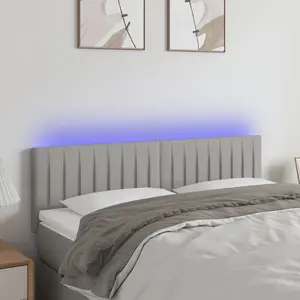 Comparateur de prix : vidaXL Tête de lit à LED Gris clair 144x5x78/88 cm Tissu