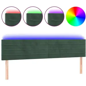 vidaXL Tête de lit à LED Vert foncé 200x5x78/88 cm Velours pas cher