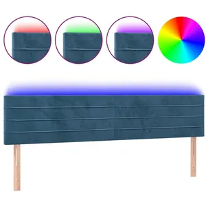 vidaXL Tête de lit à LED Bleu foncé 180x5x78/88 cm Velours pas cher