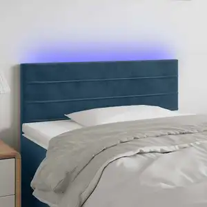 vidaXL Tête de lit à LED Bleu foncé 80x5x78/88 cm Velours pas cher