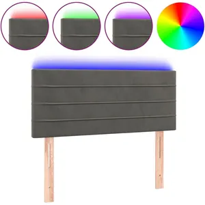 vidaXL Tête de lit à LED Gris foncé 100x5x78/88 cm Velours pas cher