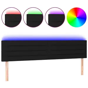 vidaXL Tête de lit à LED Noir 200x5x78/88 cm Tissu pas cher
