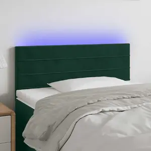 Comparateur de prix : vidaXL Tête de lit à LED Vert foncé 80x5x78/88 cm Velours