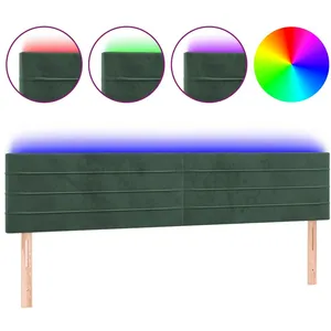 vidaXL Tête de lit à LED Vert foncé 160x5x78/88 cm Velours pas cher