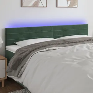 vidaXL Tête de lit à LED Vert foncé 180x5x78/88 cm Velours pas cher