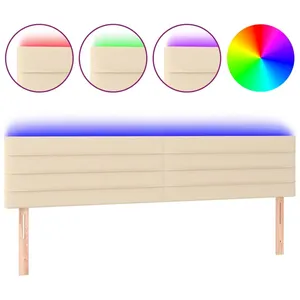 vidaXL Tête de lit à LED Crème 160x5x78/88 cm Tissu pas cher