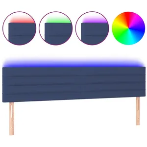 vidaXL Tête de lit à LED Bleu 160x5x78/88 cm Tissu pas cher