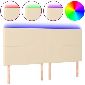 vidaXL Tête de lit à LED Crème 160x5x118/128 cm Tissu pas cher