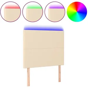 vidaXL Tête de lit à LED Crème 80x5x118/128 cm Tissu pas cher