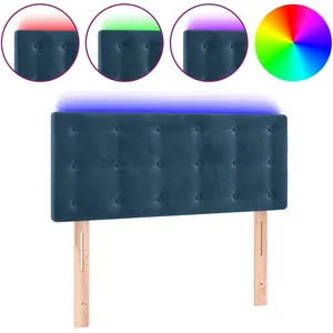 vidaXL Tête de lit à LED Bleu foncé 80x5x78/88 cm Velours pas cher