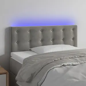 vidaXL Tête de lit à LED Gris clair 90x5x78/88 cm Velours pas cher