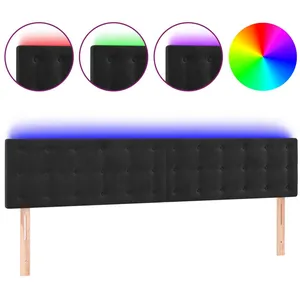 vidaXL Tête de lit à LED Noir 200x5x78/88 cm Velours pas cher