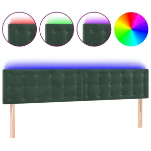 vidaXL Tête de lit à LED Vert foncé 200x5x78/88 cm Velours pas cher