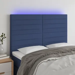 vidaXL Tête de lit à LED Bleu 144x5x118/128 cm Tissu pas cher