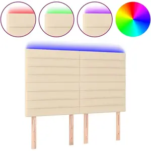 vidaXL Tête de lit à LED Crème 144x5x118/128 cm Tissu pas cher