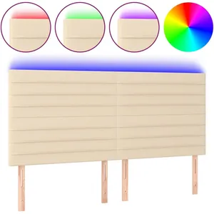 vidaXL Tête de lit à LED Crème 160x5x118/128 cm Tissu pas cher