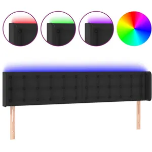 vidaXL Tête de lit à LED Noir 183x16x78/88 cm Similicuir pas cher