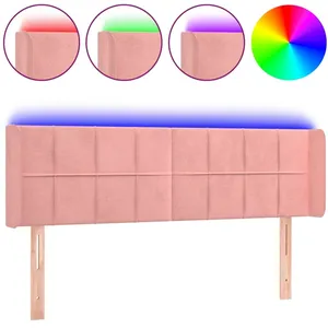vidaXL Tête de lit à LED Rose 147x16x78/88 cm Velours pas cher