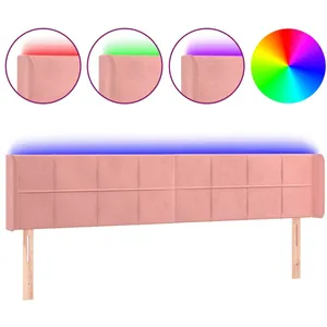 vidaXL Tête de lit à LED Rose 163x16x78/88 cm Velours pas cher