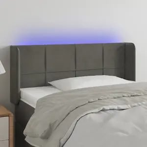 vidaXL Tête de lit à LED Gris foncé 103x16x78/88 cm Velours pas cher