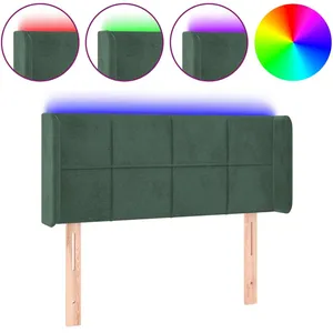 vidaXL Tête de lit à LED Vert foncé 103x16x78/88 cm Velours pas cher