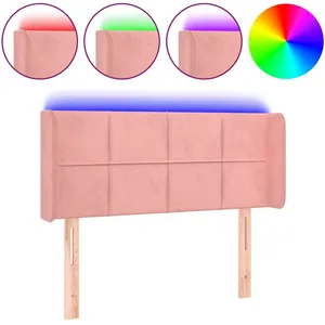 vidaXL Tête de lit à LED Rose 103x16x78/88 cm Velours pas cher
