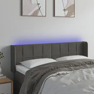 vidaXL Tête de lit à LED Gris foncé 147x16x78/88 cm Velours pas cher