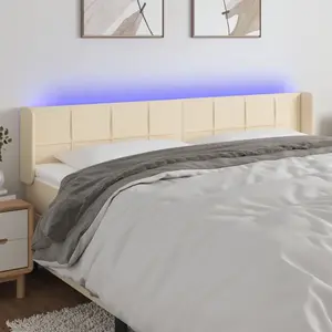 vidaXL Tête de lit à LED Crème 203x16x78/88 cm Tissu pas cher