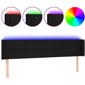 vidaXL Tête de lit à LED Noir 183x16x78/88 cm Tissu pas cher