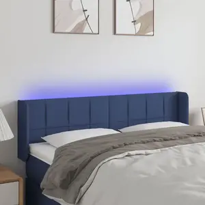 Comparateur de prix : vidaXL Tête de lit à LED Bleu 147x16x78/88 cm Tissu