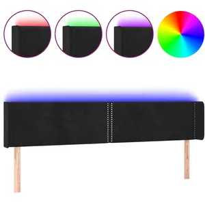 vidaXL Tête de lit à LED Noir 183x16x78/88 cm Velours pas cher