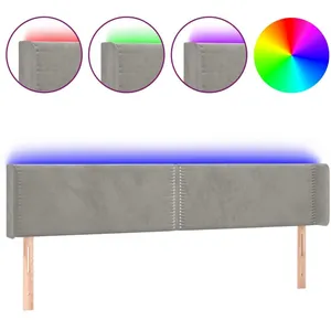 vidaXL Tête de lit à LED Gris clair 183x16x78/88 cm Velours pas cher
