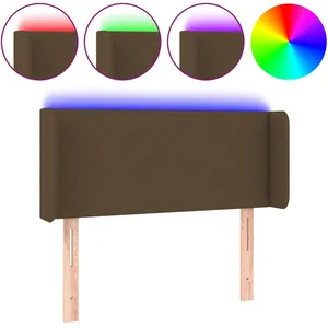vidaXL Tête de lit à LED Marron foncé 93x16x78/88 cm Tissu pas cher