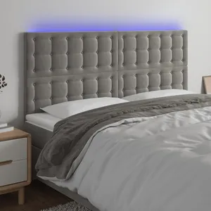 Comparateur de prix : vidaXL Tête de lit à LED Gris clair 180x5x118/128 cm Velours