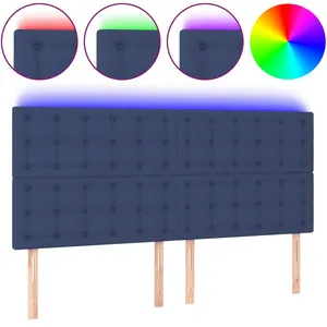 Comparateur de prix : vidaXL Tête de lit à LED Bleu 200x5x118/128 cm Tissu