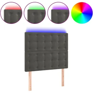 vidaXL Tête de lit à LED Gris foncé 90x5x118/128 cm Velours pas cher