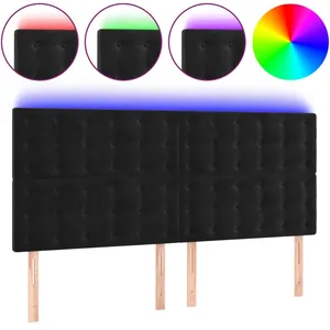 vidaXL Tête de lit à LED Noir 200x5x118/128 cm Velours pas cher