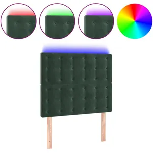 vidaXL Tête de lit à LED Vert foncé 100x5x118/128 cm Velours pas cher