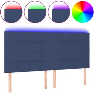 vidaXL Tête de lit à LED Bleu 200x5x118/128 cm Tissu pas cher