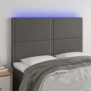 vidaXL Tête de lit à LED Gris 144x5x118/128 cm Similicuir pas cher