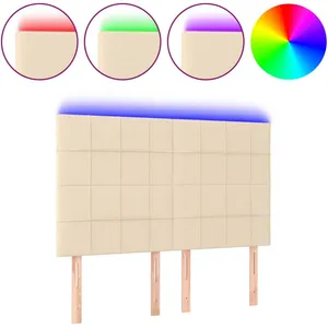 vidaXL Tête de lit à LED Crème 144x5x118/128 cm Tissu pas cher