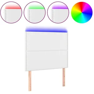vidaXL Tête de lit à LED Blanc 90x5x118/128 cm Similicuir pas cher