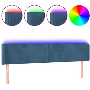 vidaXL Tête de lit à LED Bleu foncé 183x16x78/88 cm Velours pas cher
