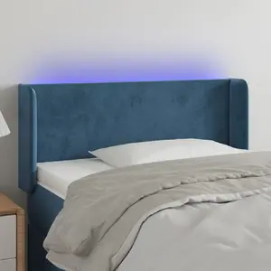vidaXL Tête de lit à LED Bleu foncé 93x16x78/88 cm Velours pas cher